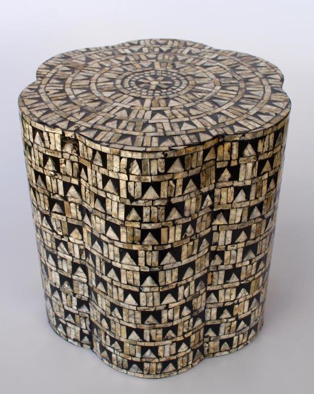 Black & Silver Stripe Capiz Garden Stool